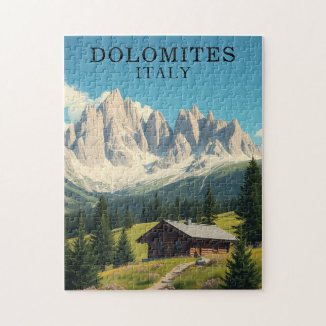 Ilustração das Dolomitas Itália Quebra-Cabeça de V (Vertical)