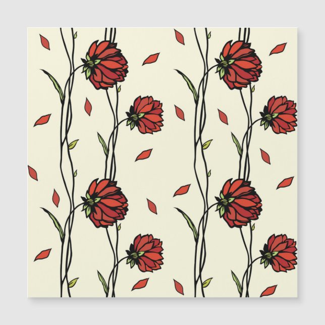 Ilustração das Flores Vermelhas Vintage (Frente)