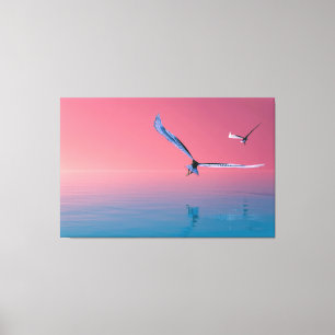 Ilustração De Águias Voando Em Arte Canvas A Cores