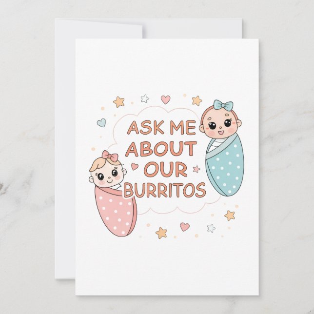 Ilustração de Anúncio de Burrito de Bebê Gêmeo Fof (Frente)