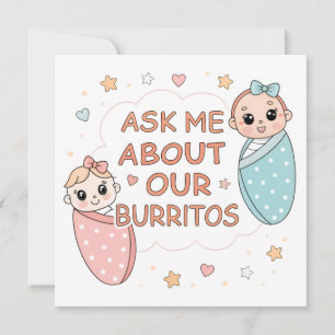 Ilustração de Anúncio de Burrito de Bebê Gêmeo Fof