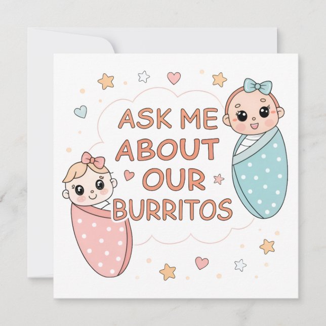 Ilustração de Anúncio de Burrito de Bebê Gêmeo Fof (Frente)