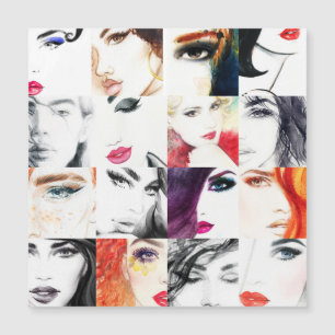 Ilustração de Aquarela de Colagem de Retrato Femin