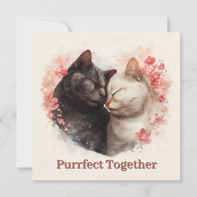 Ilustração de Aquarela de Dois Gatos Nuzzling (Frente)