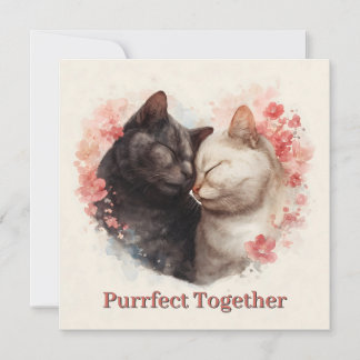 Ilustração de Aquarela de Dois Gatos Nuzzling