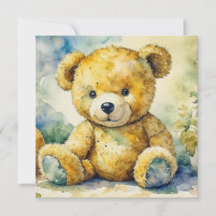 Ilustração de Aquarela de um Urso de Teddy Obrigad