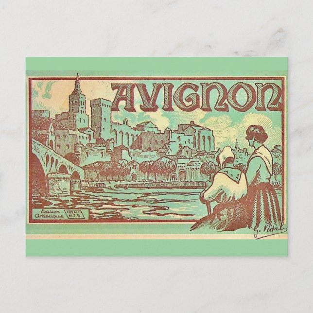 Ilustração de Avinhão França Cartão Postal (Frente)