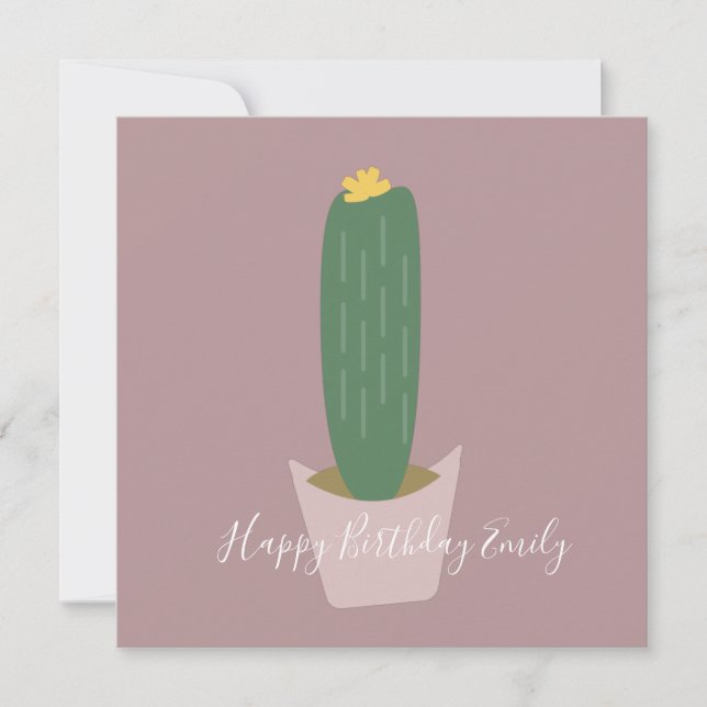 Ilustração de Bolo de Aniversário de Cacto (Frente)