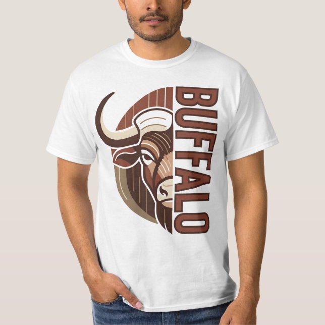 ilustração de búfalo com design de camiseta com er (Frente)