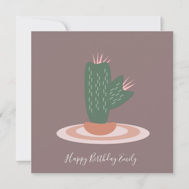 Ilustração de Cactus Simples Espinhoso de Aniversá (Frente)