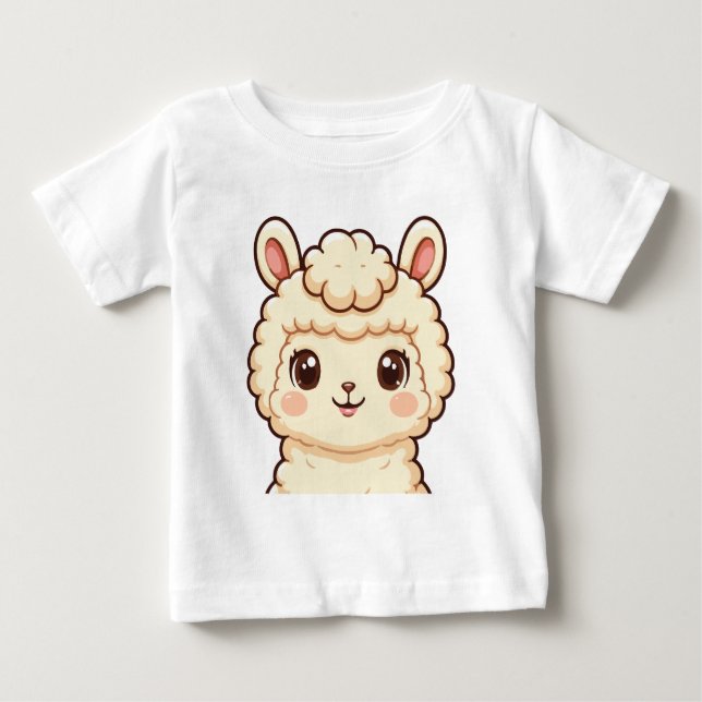 Ilustração de camiseta de lhama fofa (Frente)