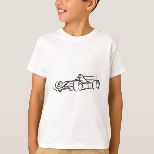 Ilustração de carro de corrida impressa em t-shirt