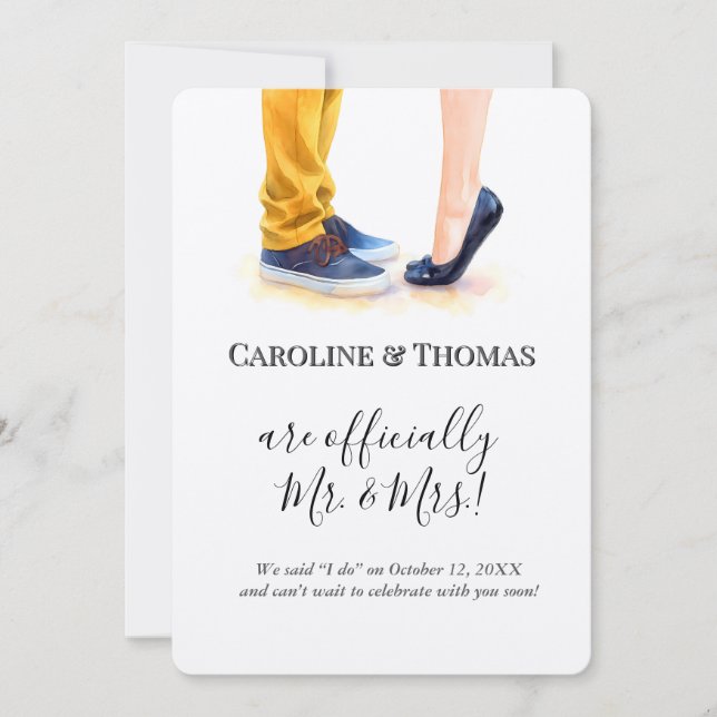 Ilustração de Casal de Anúncio de Casamento Casual (Frente)