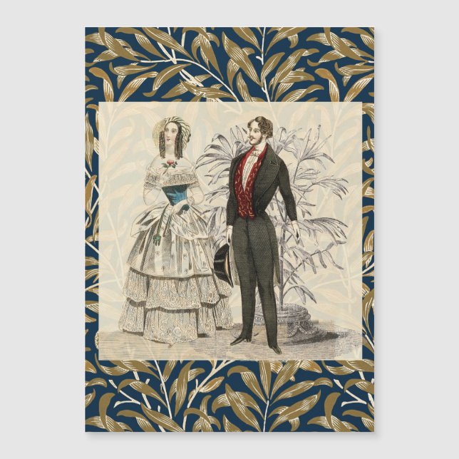 Ilustração de casamento vitoriano vintage de 1844 (Frente)