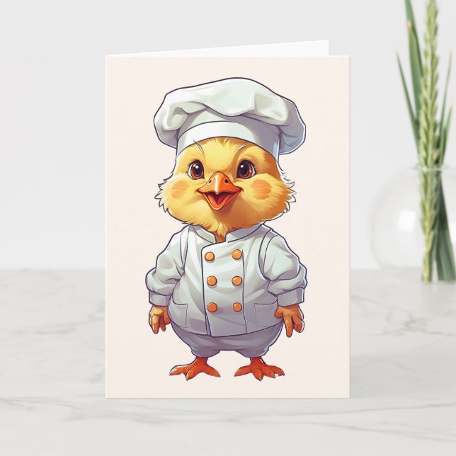 Ilustração de Chef de Frango Bebê Cartão de Boas-v (Frente)