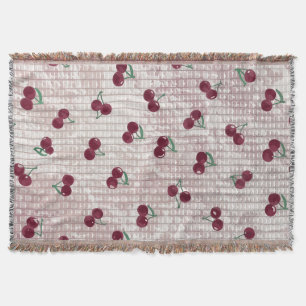 Ilustração de Cobertor de Crochê de Cereja – Rosa