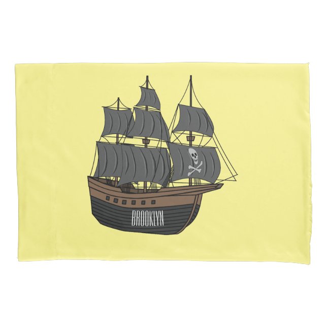 Ilustração de desenho animado de navio pirata (Frente)