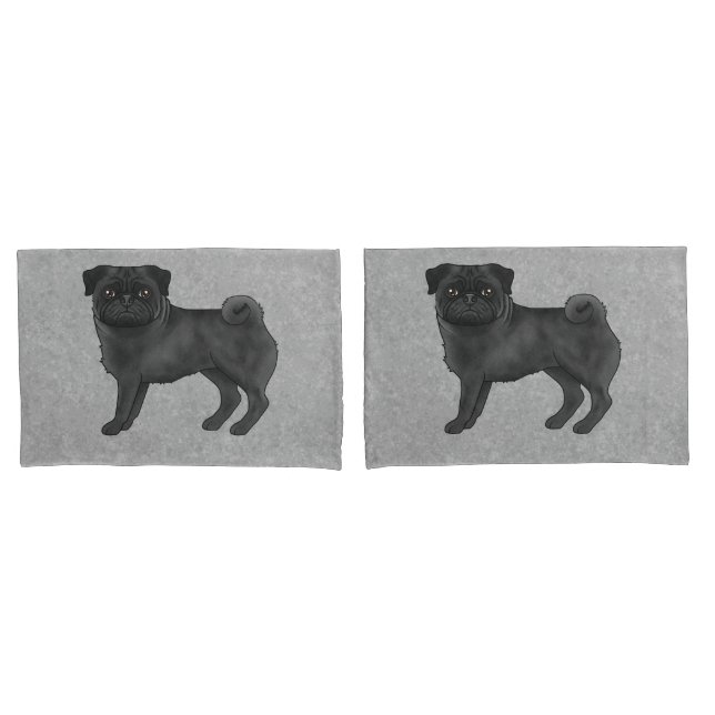 Ilustração de desenho animado fofo de cachorro Pug (Frente - conjunto)