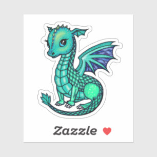 Ilustração de Dragão Bebê Adesivo de Dragões Brilh