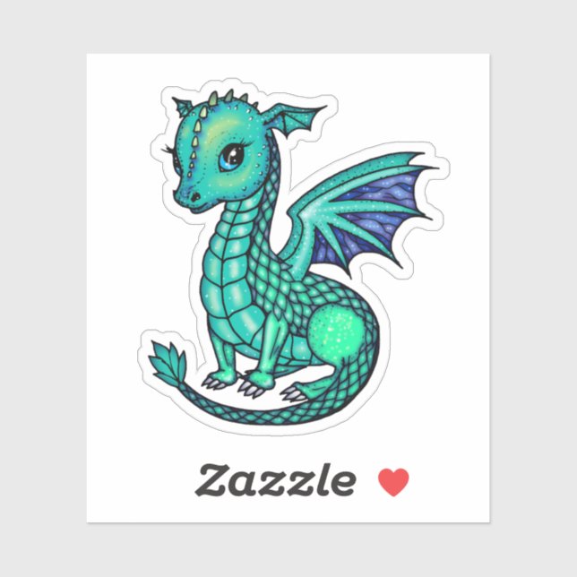 Ilustração de Dragão Bebê Adesivo de Dragões Brilh (Folha)