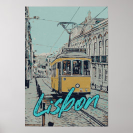 Ilustração de estrada de Lisboa Poster Portugal