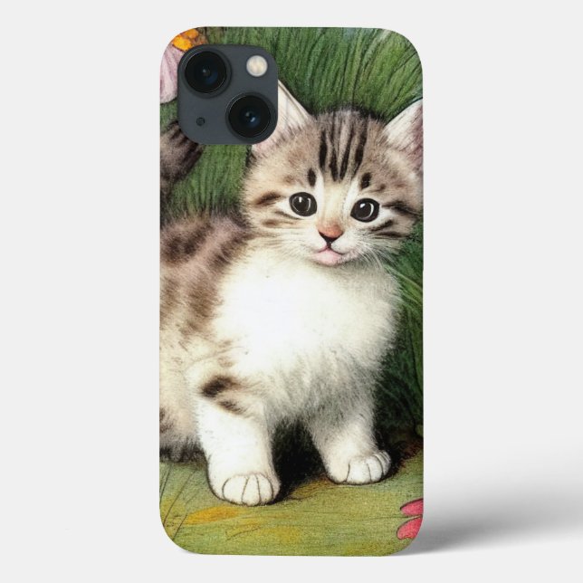 Ilustração de Gato Vintage com Flores Vermelhas (Verso)