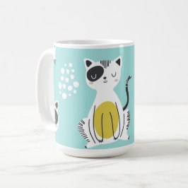 Ilustração de gatos engraçados caneca de chá paste