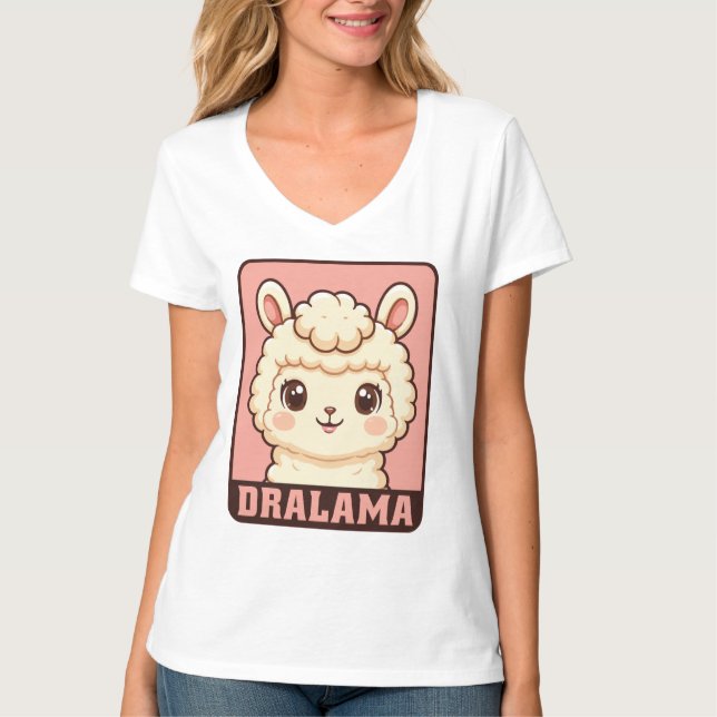 Ilustração de lhama fofa em camiseta (Frente)