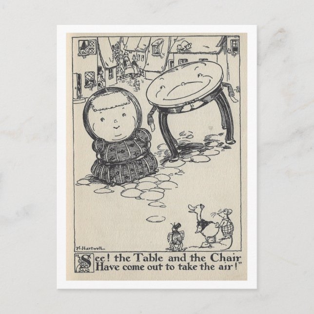 Ilustração de Livro Antigo Mesa Cadeira Cartão Pos (Frente)