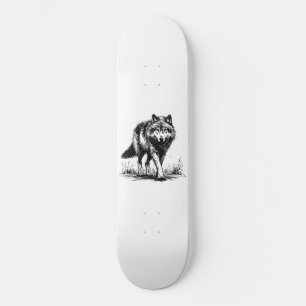 Ilustração de Lobo Andando Skateboard