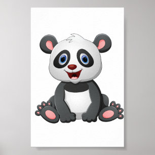 Ilustração de Panda Adorável   Poster para impress