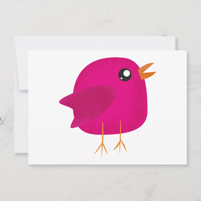 Ilustração de Passarinho Rosa Fofa (Frente)