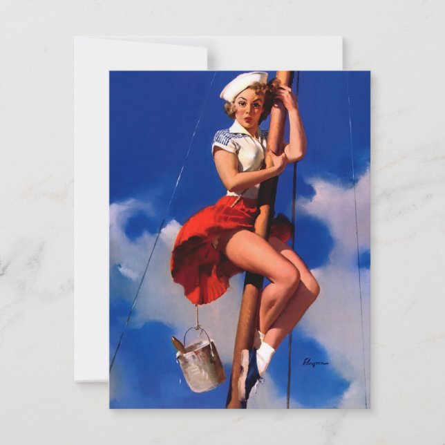 Ilustração de Rapariga com Retrô Vintage (Frente)