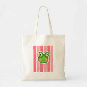 Ilustração de Sapo Fofo com Bolsa Tote Listrada Ro