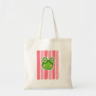 Ilustração de Sapo Fofo com Bolsa Tote Listrada Ro
