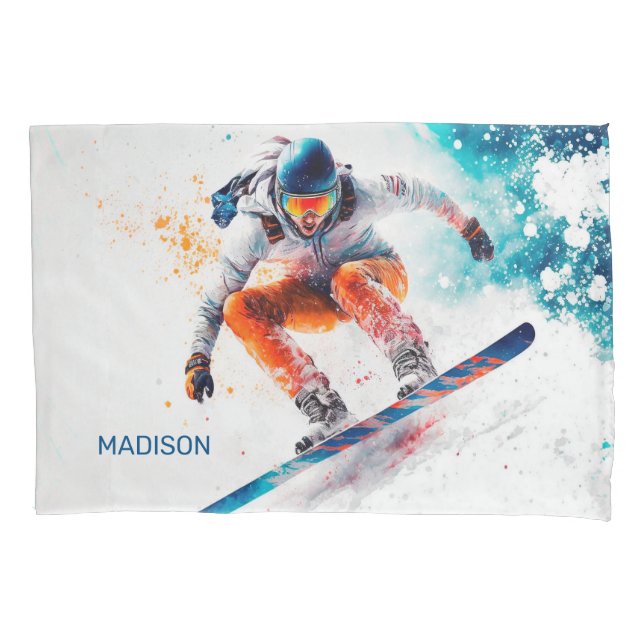Ilustração de Snowboarder de Nome Personalizado (Frente)