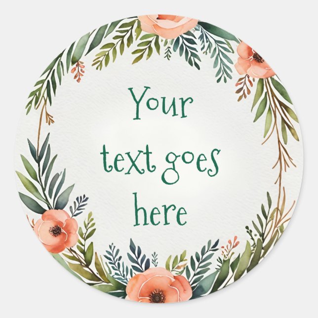 ilustração de texto de grinalda floral adesivo aqu (Frente)