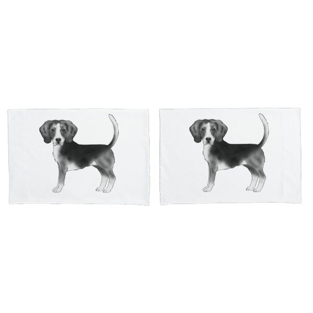 Ilustração de um Cão Beagle Elegante em Preto e Br (Frente - conjunto)