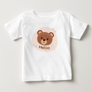 Ilustração de Urso Teddy "Olá" Fofo Camiseta Infan