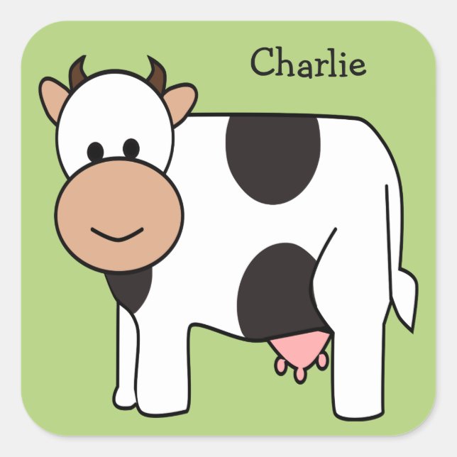 Ilustração de vaca autocolante personalizado (Frente)