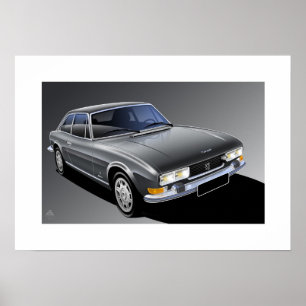 Ilustração do poster do cupé de Peugeot 504