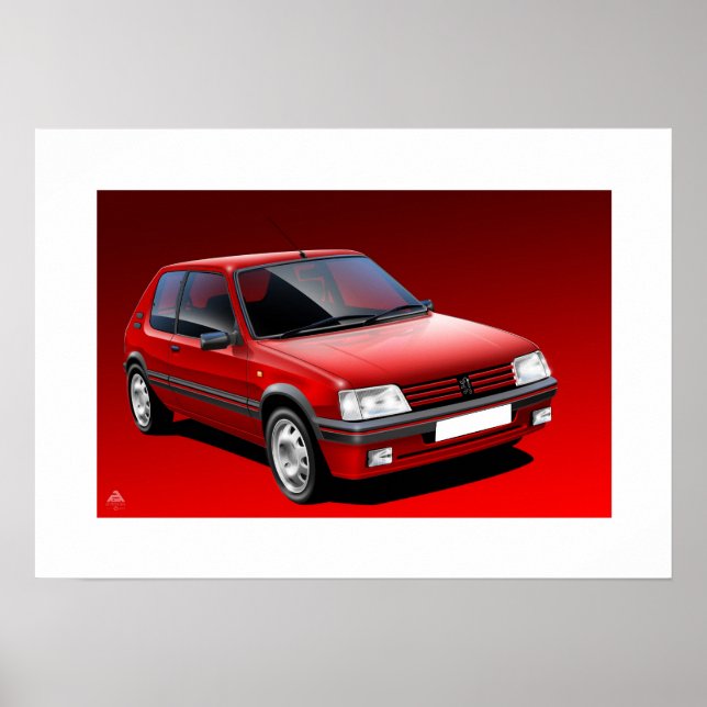 Ilustração do Poster GTI Peugeot 205 (Frente)