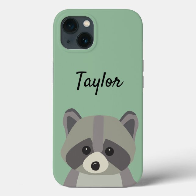 Ilustração do raccoon verde-bonito personalizada (Verso)
