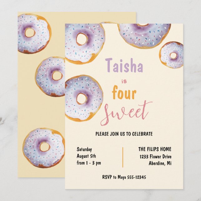 Ilustração em Aquarela de Donut com Confeitos Colo (Frente/Verso)
