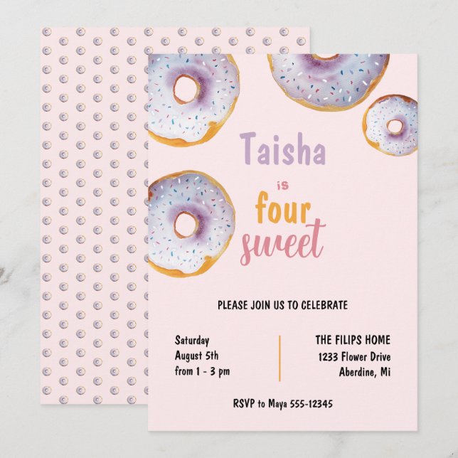 Ilustração em Aquarela de Donut Doce (Frente/Verso)