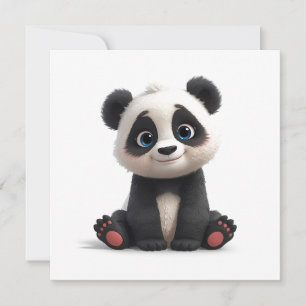 Ilustração em Cartão de Arte de Urso Panda Sentado