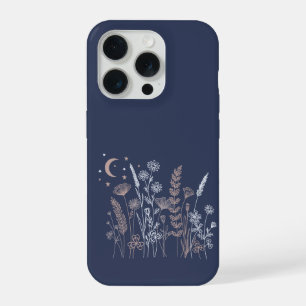 Ilustração Floral do Céu Noturno Boho – Lua, Estre