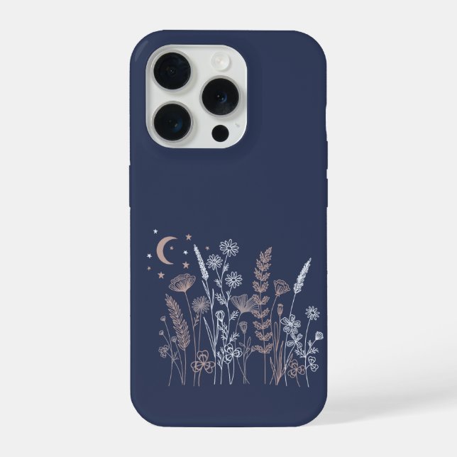 Ilustração Floral do Céu Noturno Boho – Lua, Estre (Verso)