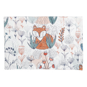 Ilustração florestal do garoto, raposas e flores.