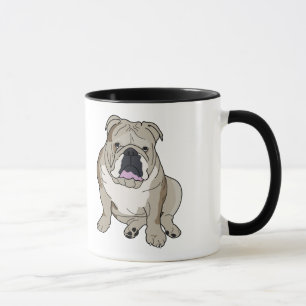 Ilustração inglesa do buldogue na caneca de caf